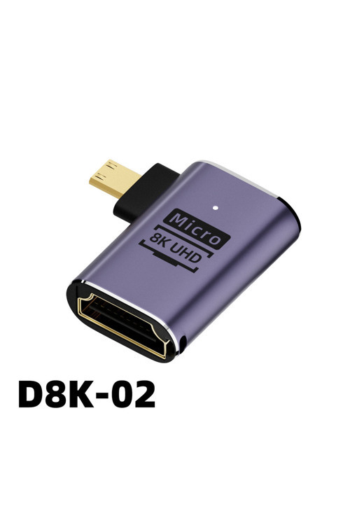 UHD 2.1 Adaptör, 8K 60Hz HDTV Dişi Konnektörden Mini/MicroHD Erkek Konnektöre 8K Yüksek Çözünürlüklü