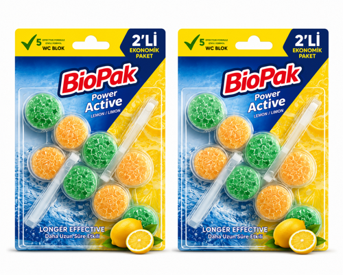 BIOPAK WC BLOK 2X50 LIMON KOKULU 2LI ( 2 ADET)
