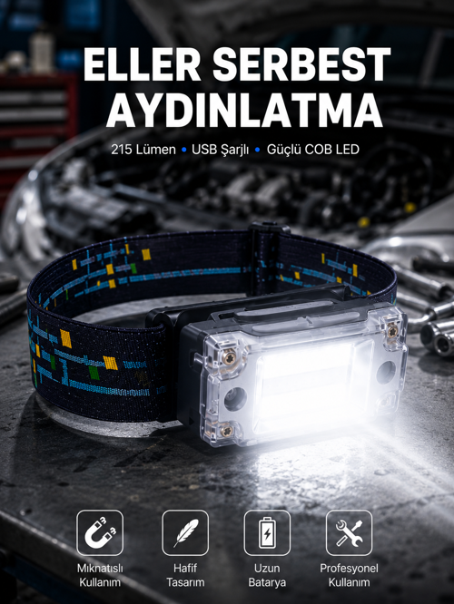 uygun Kompakt LED Kafs Feneri USB Şarjlı Manyetik 2 Işık Modlu 215 Lümen Yeni Nesil popüler