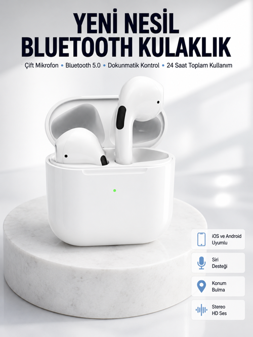 uygun Yeni Nesil Bluetooth Kulaklık Beyaz Çağrı Cevaplayabilen Kablosuz popüler