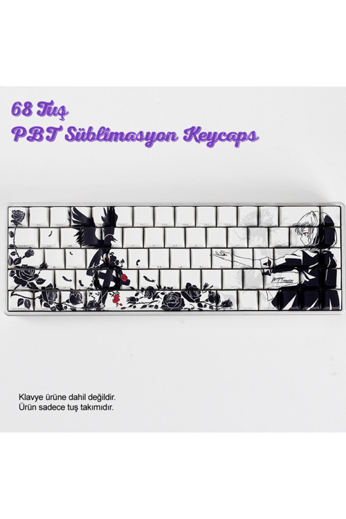 Retro Mürekkep Tarzı PBT Keycaps Süblimasyon Klavye Tuş Takımı Modifikasyonu 68 Tuş Tüm Mekanik-Manyetik Klavyeler ile U