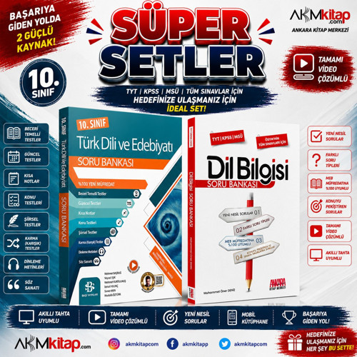 Bilgi Sarmal 10. Sınıf Türk Dili ve Edebiyatı ve AKM Kitap Dil Bilgisi Soru Bankası Seti 2 Kitap