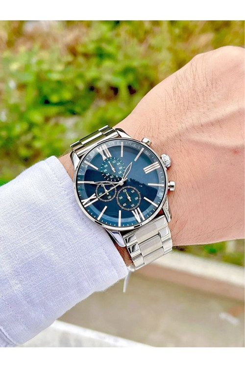 Erkek Çelik Ithal Analog Yeni Model Kol Saati Gümüş Kordon-Gümüş Siyah Kadran