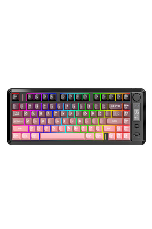 M75 kablosuz 2.4ghz kablosuz + bt çift Modlu klavye Led Ekranlı oyun klavyesi ile PBT Knob Rainbow
