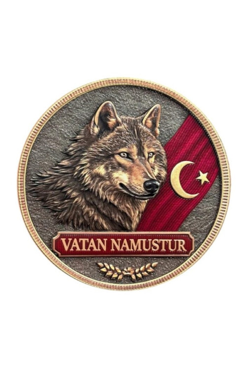 Askervadisi Vatan Namustur Yazılı Bozkurt 3D Slikon Cırtlı Arma