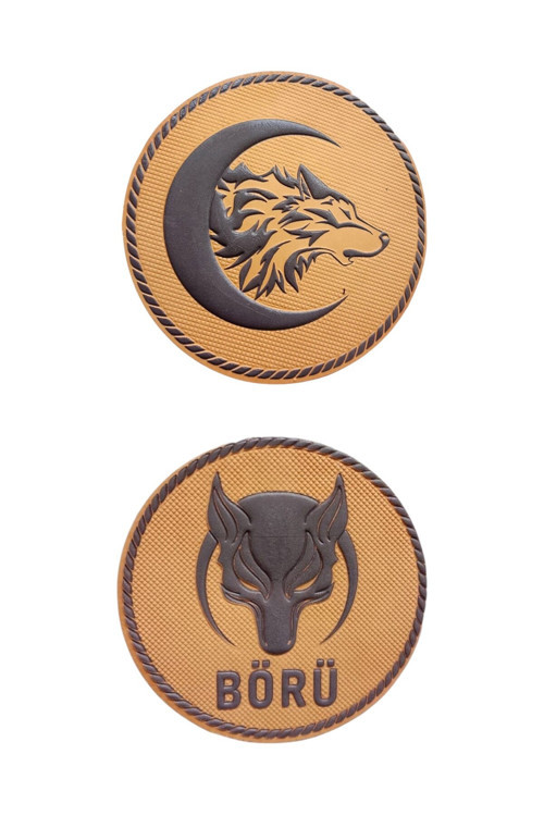 Askervadisi Börü Ve Uluyan Kurt Arma Patch 2 Li Set Slikon Turuncu Renk Cırtlı