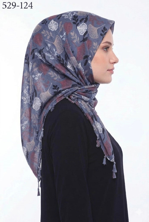 Life Desenli Sökme Boncuklu Eşarp 529-124