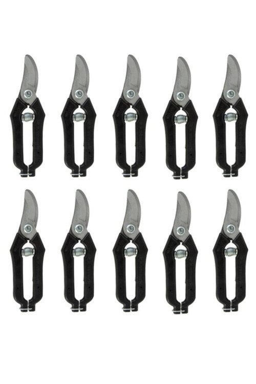 Göcen 10 Adet Narenciye Üzüm Bağ Budama Makası Eğri Uçlu 18 Cm Siyah