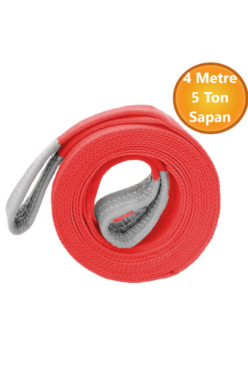 Vinç Sapan Polyester Spanzet 5 Ton 4 Metre Kırmızı Sağlam Yük Kaldırma Taşıma İndirme Caraskal Halat