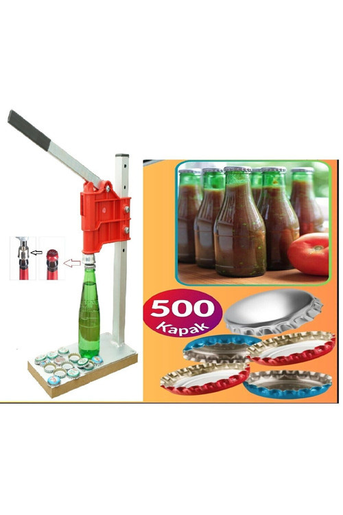 ŞİŞE KAPATMA ALETİ KAPAK KAPATICI 500 ADET HEDİYE SODA GAZOZ KAPAĞI KAPAMA MAKİNASI