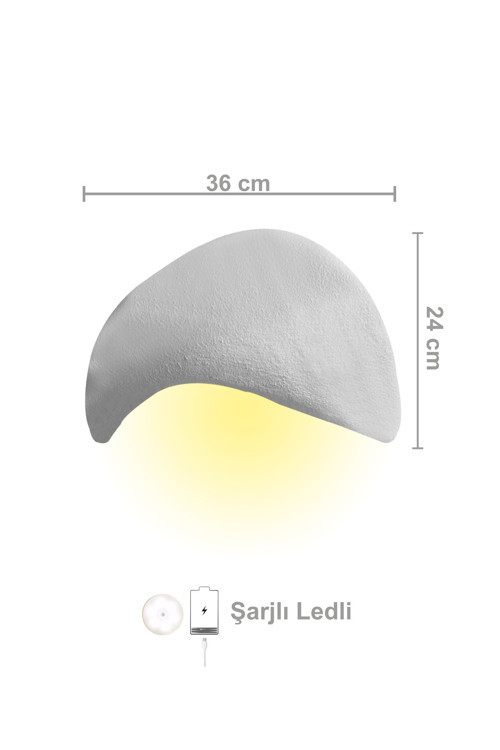 Lore Serisi Aplik - Şarjlı Ledli - 36 cm - Beton Grisi