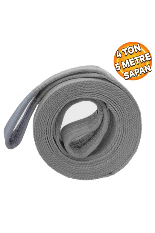 Vinç Sapan Polyester Spanzet 4 Ton 5 Metre Gri Sağlam Yük Kaldırma Taşıma İndirme Caraskal Halat.