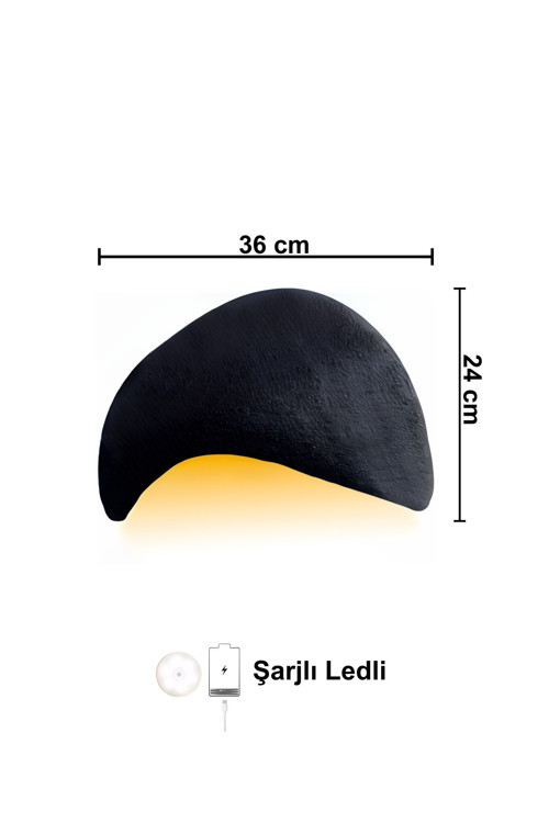 Lore Serisi Aplik - Şarjlı Ledli - 36 cm - Siyah