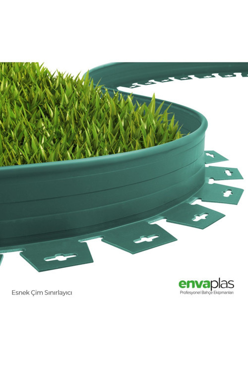 Pratik Garden ENVAPLAS Çim Ayırıcı 15 M Yeşil Çim Sınırlayıcı Taş Toprak Ayıracı Çim Ayracı Çim Bariyeri