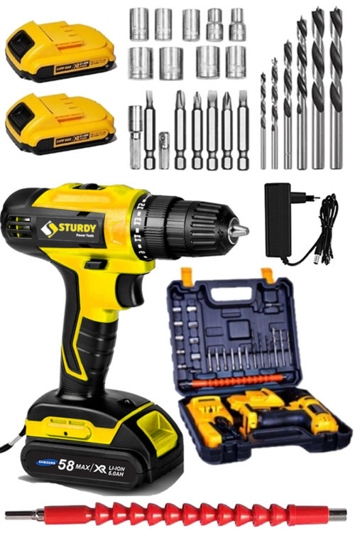 Japon Professıonel Tools 58v8ah Comp Seri Metal Şanzuman Şarjlı Çift Akülü Vidalama 27prç Uç Setli