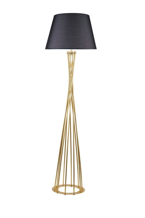 Retro Lambader Köşe Lambası Mat Gold Siyah Başlık 45cm Başlık
