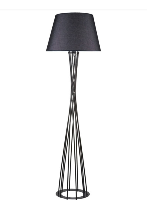 Retro Metal Dekoratif Siyah Köşe Lambası Lambader Başlık Çap:45 Cm