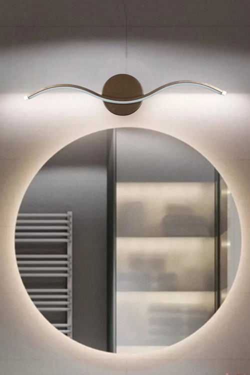 Wave Modern Tasarım Kahverengi Gün Işığı Ledli Banyo - Mutfak - Salon Led Duvar Aplik