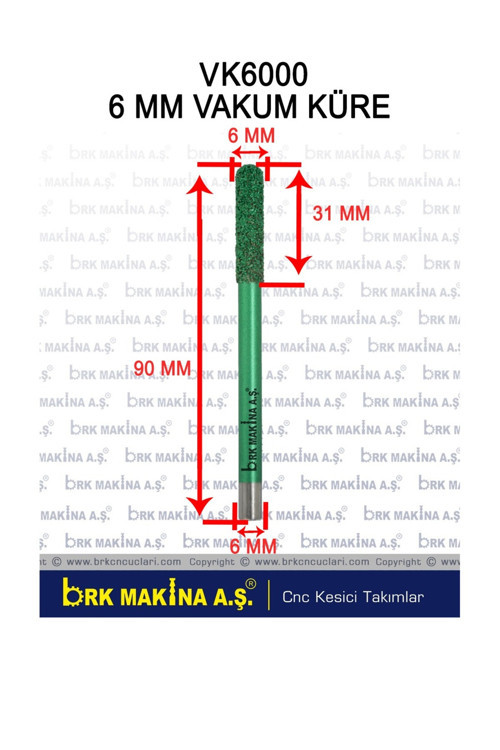 Mermer-granit-seramik-quartz-porselen-limra Vakum Küre Freze 6 Mm