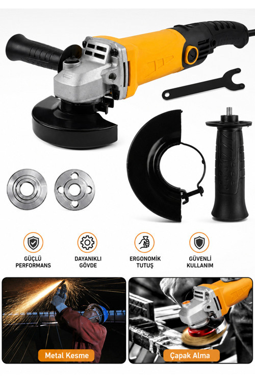 Germany Bakır Sargılı 4500 W 115 Mm Devir Ayarlı Spiral Avuç Içi Kesme Ve Taşlama Makinası