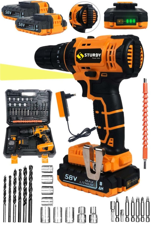 Japon Technology 58v 8ah Kl87 Darbeli Metal Şanzıman Şarjlı Çift Akülü Vidalama 27prç Uç Setli