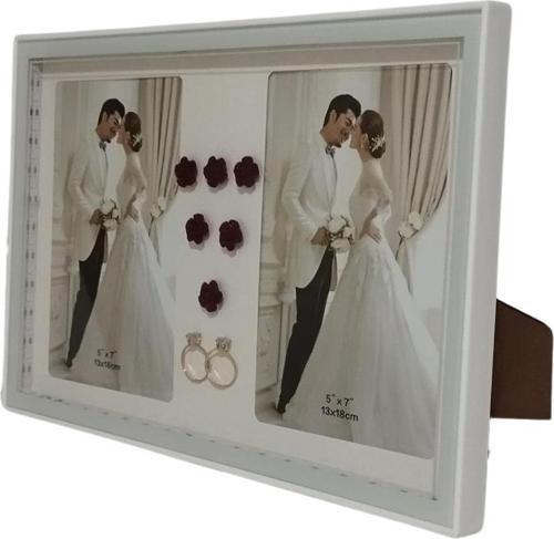 Led Işıklı 2’li Fotoğraf Çerçevesi Beyaz 13x18 cm
