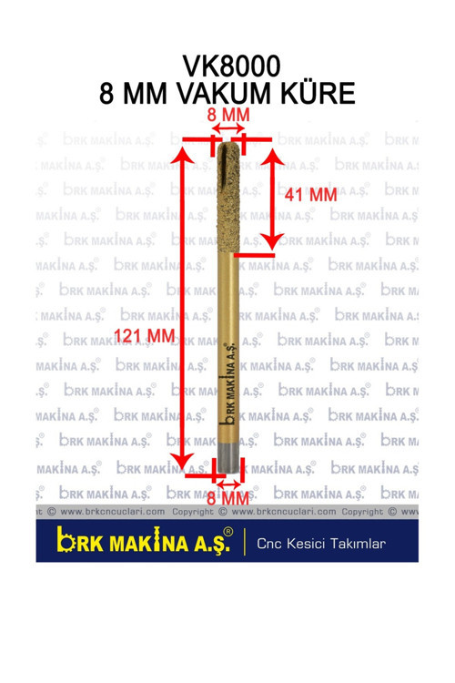 Mermer-granit-seramik-quartz-porselen-limra Vakum Küre Freze 8 Mm