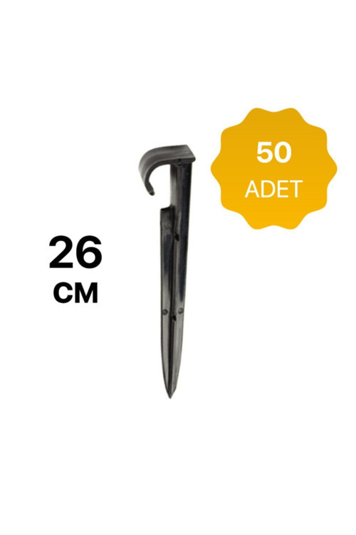 Çengelli 26 Cm Boru Sabitleme Kazığı 50 Adet Damlama Sulama Hortumu Ek Parçası Aparatı
