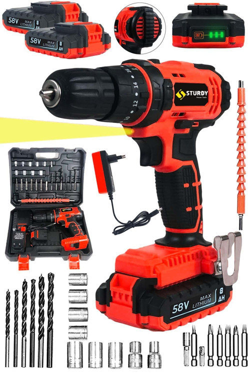 Japon Technology 58v 8ah Y-7 Darbeli Metal Şanzıman Şarjlı Çift Akülü Vidalama 27prç Uç Setli