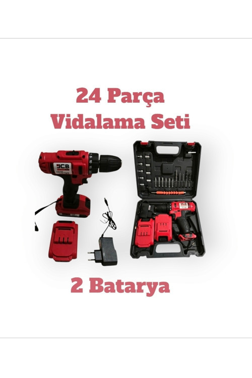 24 Parça Şarjlı Vidalama Seti 2 Bataryalı
