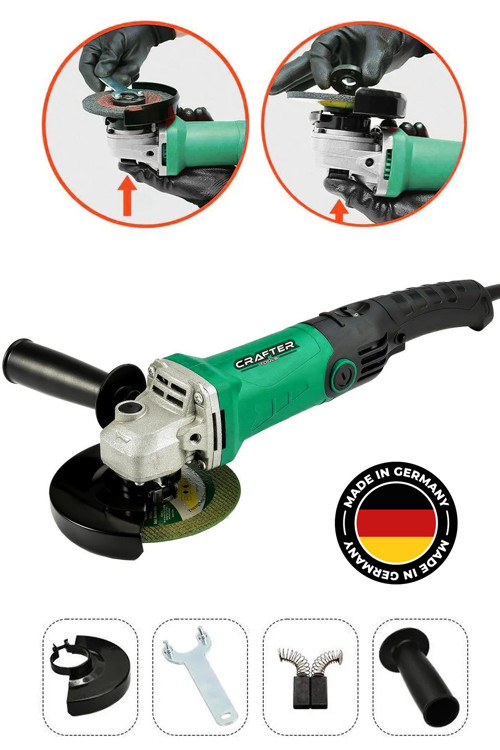 Germany Profesyonel 1200W Bakır Sargı 125 Mm Devir Ayarlı Spiral Avuç Içi Kesme Ve Taşlama Makinası