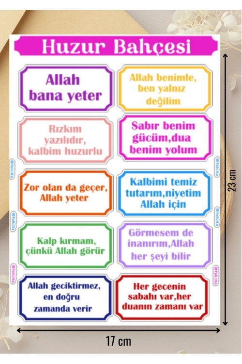 Huzur Bahçesi Etiketleri İslami Olumlama Manifesto Defter Süsleme Hediyelik Sticker Seti - 1 Sayfa