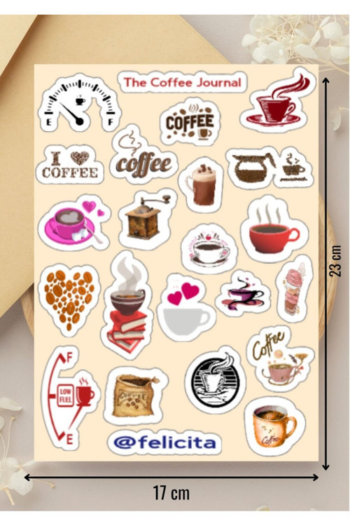 Kahve Günlüğü Etiketi The Coffee Journal Defter Süsleme Çıkartma Hediyelik Sticker Seti - 1 Sayfa