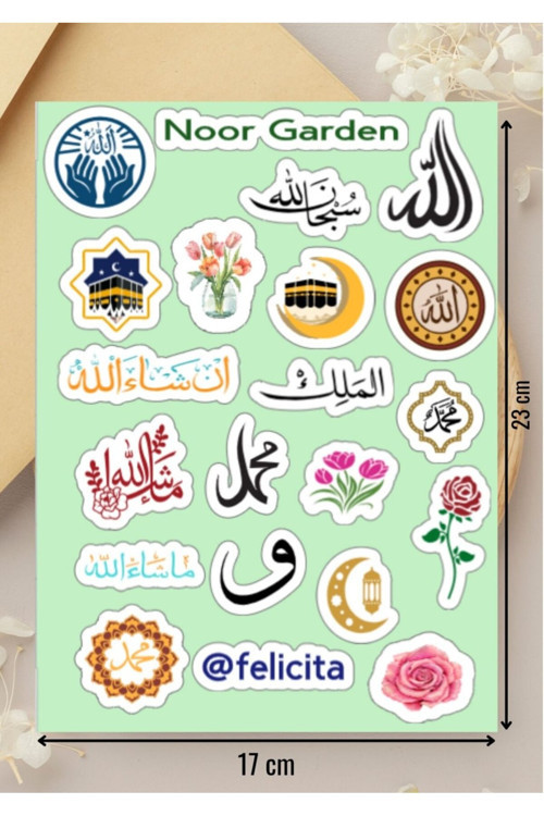 Nur Bahçesi Etiketi Gül Lale Dini Sözler Noor Garden Hediyelik Sticker Seti - 1 Sayfa