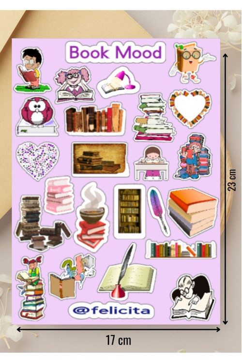 Kitap Modu Çıkartmaları Kitap Okuma Book Mood Etiket Hediyelik Sticker Seti - 1 Sayfa