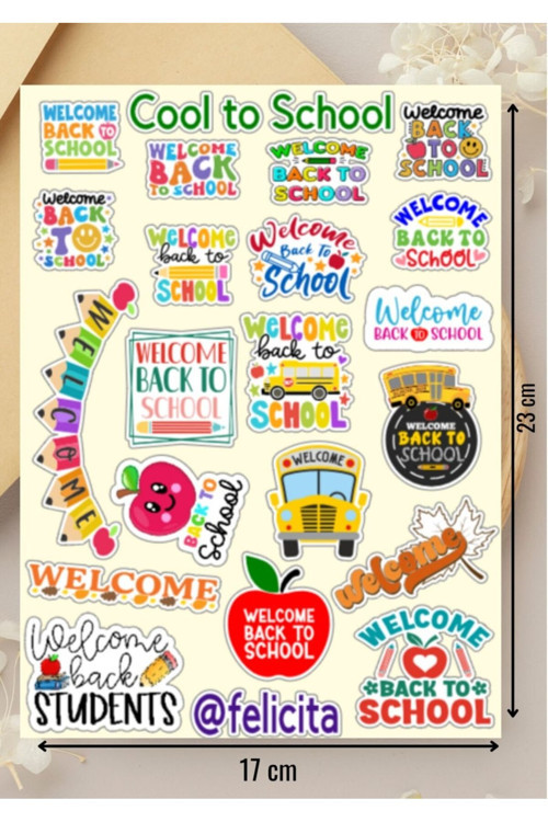 Okula Dönüş Etiketleri Back To School Stickers Defter Süsleme Hediyelik Çıkartma Seti - 1 Sayfa