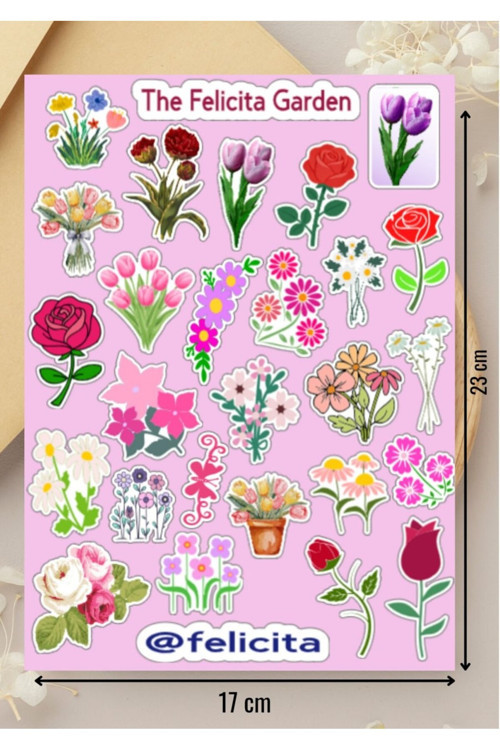 Çiçek Bahçesi Etiketleri Karışık Gül Papatya Tasarım Bitkiler Stickers Defter Süsleme Hediyelik Çıkartma Seti - 1 Sayfa