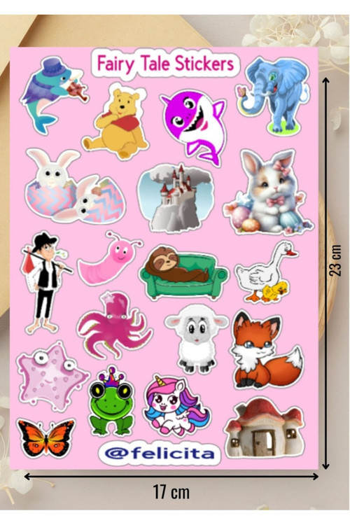 Peri Masalı Etiketleri Sevimli Karışık Hayvanlar Fairy Tale Stickers Defter Süsleme Hediyelik Çıkartma Seti - 1 Sayfa