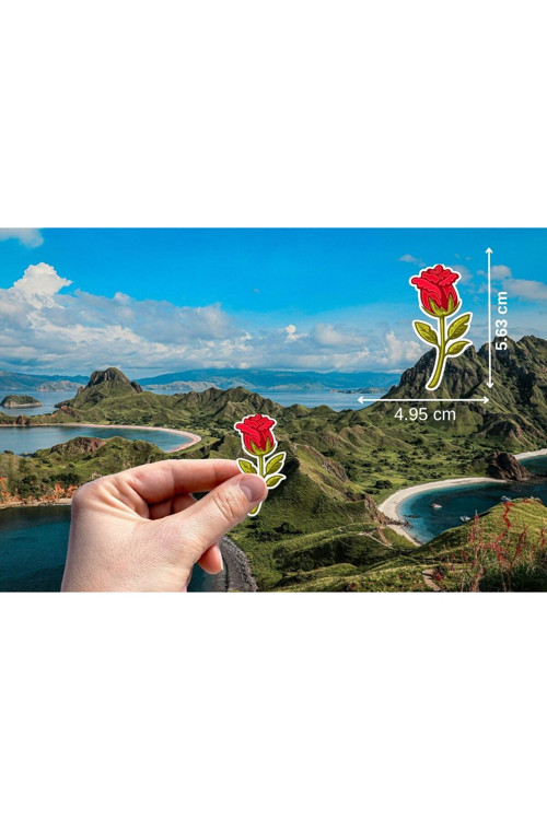 Gül Etiketi Şekilli Çiçek Mat Rose Sticker 4.95x5.63 Cm (20 Adet)
