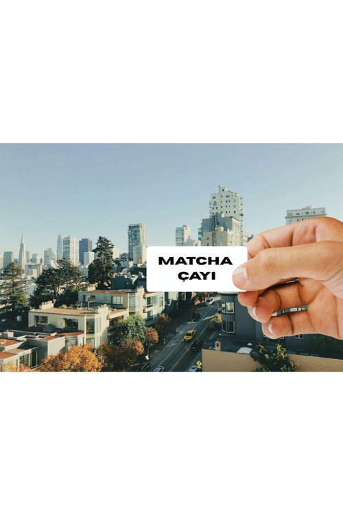 Matcha Çayı Etiketi Çay Şekilli Mat Sticker Matcha Tea 5.3x2.5 Cm (40 Adet)