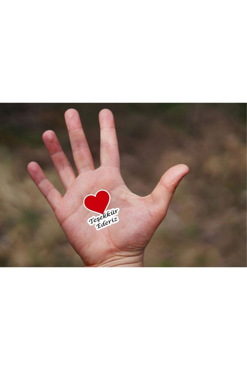 Kırmızı Kalpli Teşekkür Ederiz Etiketi Şekilli Mat Sticker (40 Adet)