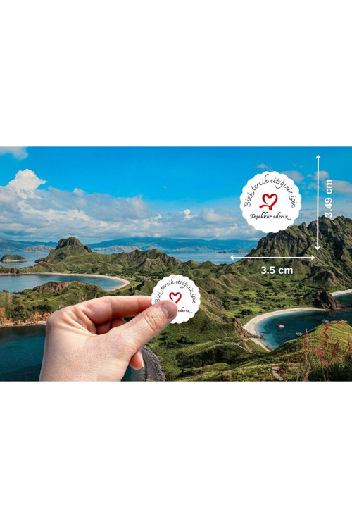 Etiketi Kırmızı Kalp Şekilli Mat Sticker 3.5 Cm (40 Adet)