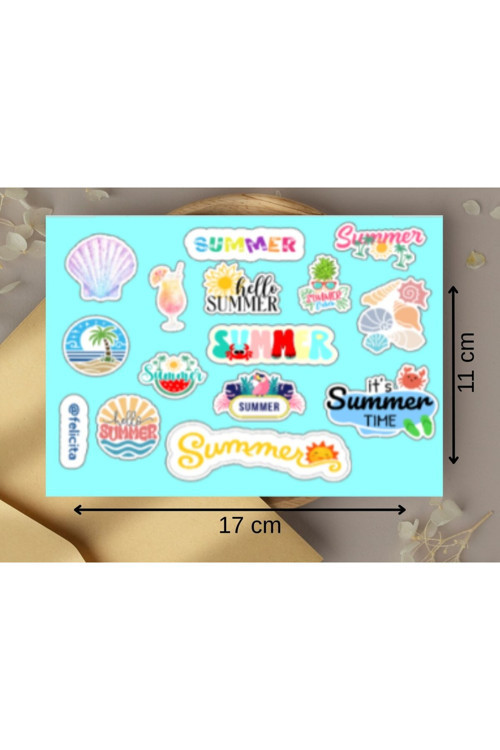 Yaz Etiketleri Summer Etiket Defter Süsleme Hediyelik Sticker Seti - 1 Sayfa