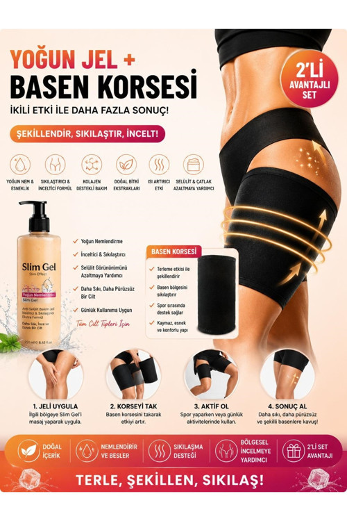 Collagen İçerikli Yoğun Jel 250 Ml Ve Termal Basen Korsesi 2'Li Set Toparlayıcı Ve Sıkılaştırıcı Bakım Desteği