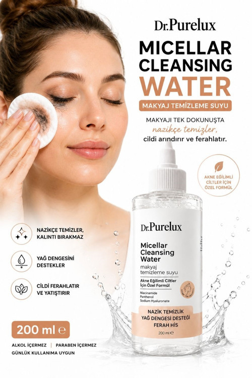 Yağlı Ve Akne Eğilimli Ciltler İçin Makyaj Temizleme Suyu 200 Ml | Niasinamid & Zinc Pca İçeren Micellar Water