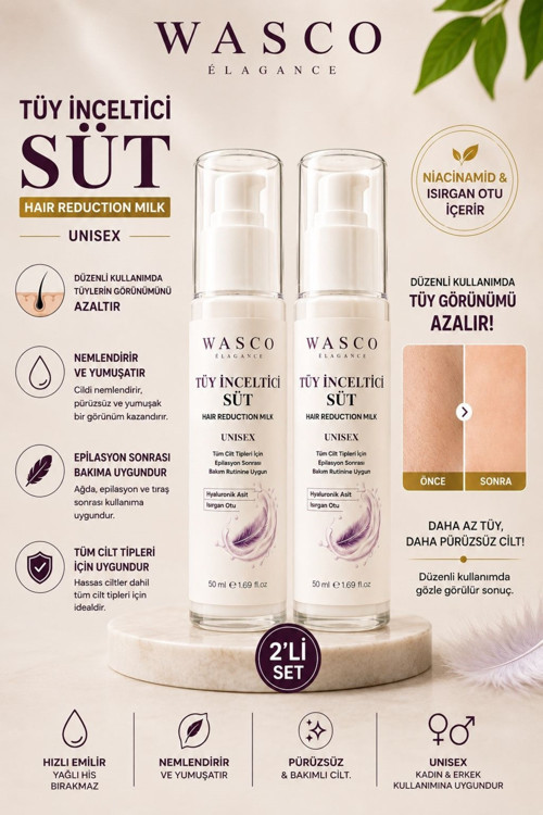 Tüy Süt 2'Li Set 50 Ml + 50 Ml | Epilasyon Sonrası Tüy Azaltıcı | Tüy Görünümünü Azaltmaya Yardımcı | Unisex