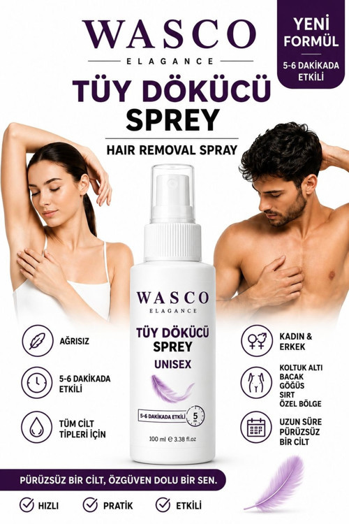 Unisex Tüy Dökücü Sprey 100 Ml – Kadın & Erkek Kullanımına Uygun – Tüm Vücut Bakımı