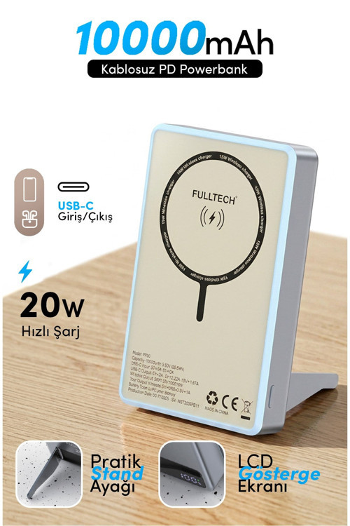 FP50 10.000 mAh Hızlı Şarj MagSafe Powerbank Mavi