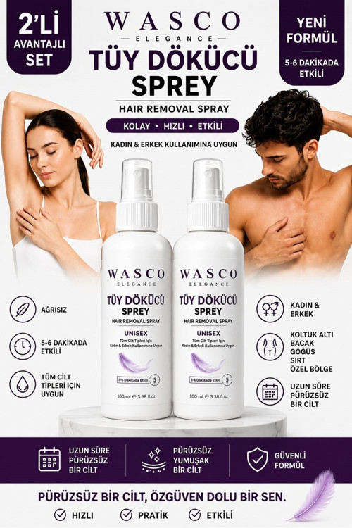 Tüy Dökücü Sprey 2 Adet X 100 Ml – Kadın & Erkek Kullanıma Uygun – Tüm Vücut Kullanımına Uygun