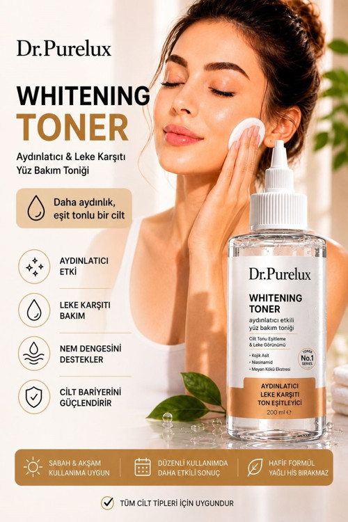 Leke Karşıtı - Ton Eşitleme Whitening Toner 200 Ml | Kojik Asit, Niasinamid Ve Meyan Kökü İçeren Aydınlatıcı Yüz Tonik